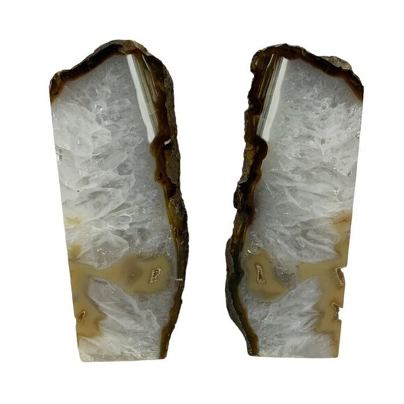 Natural Agate Geode Bookends Unique Crystal Book Holder Set Library Home Decor - Picture 3 of 5